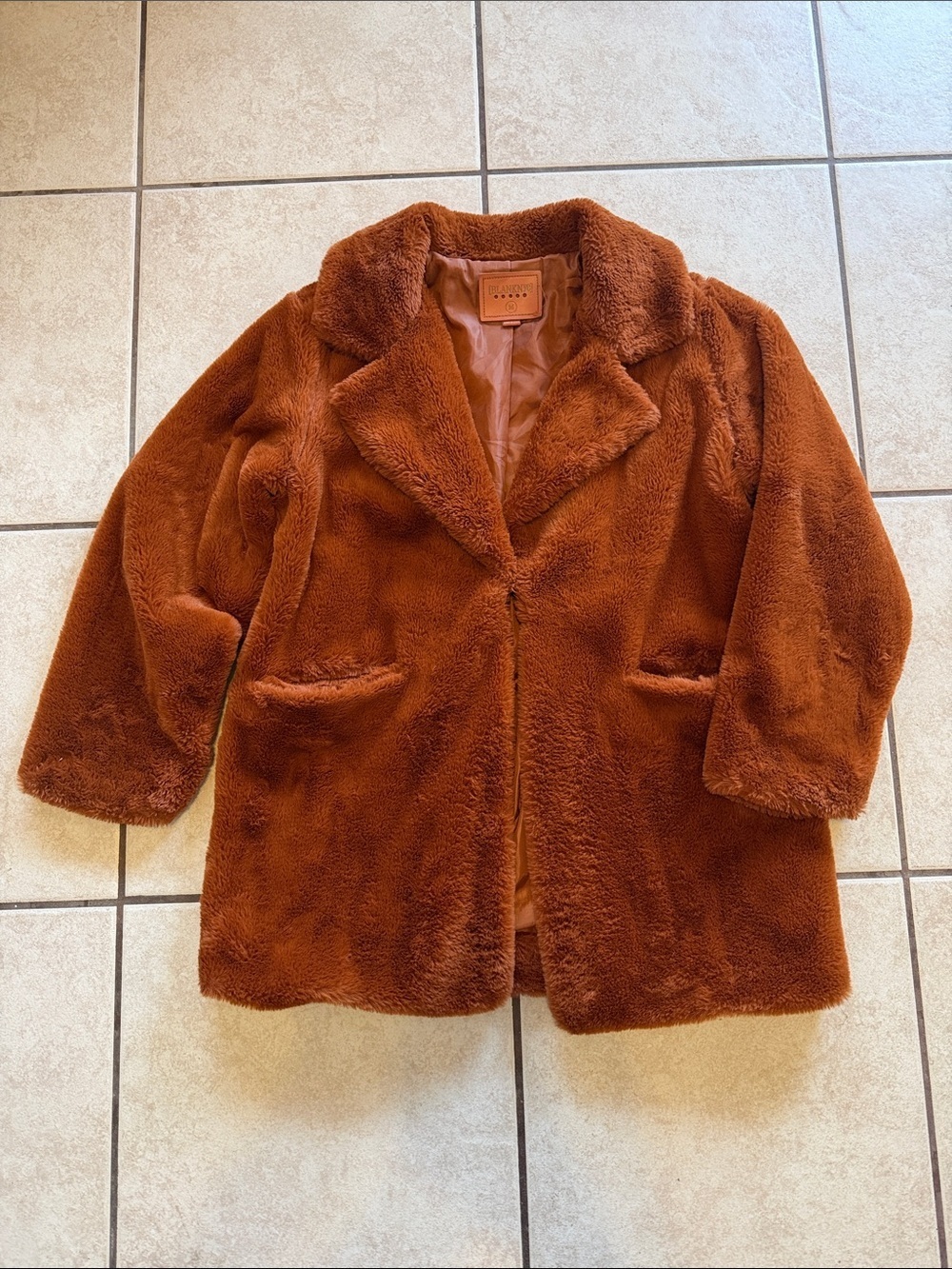 Blank NYC Teddy Jacket in Rust Brown Faux Fur